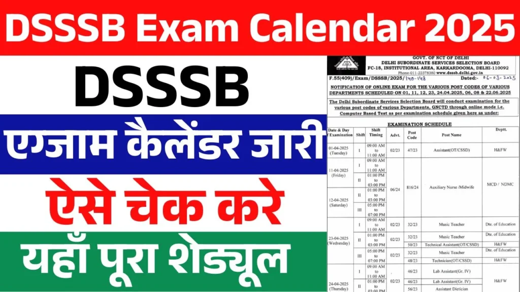 DSSSB Exam Calendar 2025