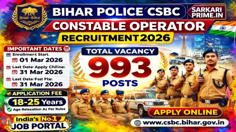 Bihar Police CSBC Constable Operator Recruitment 2026