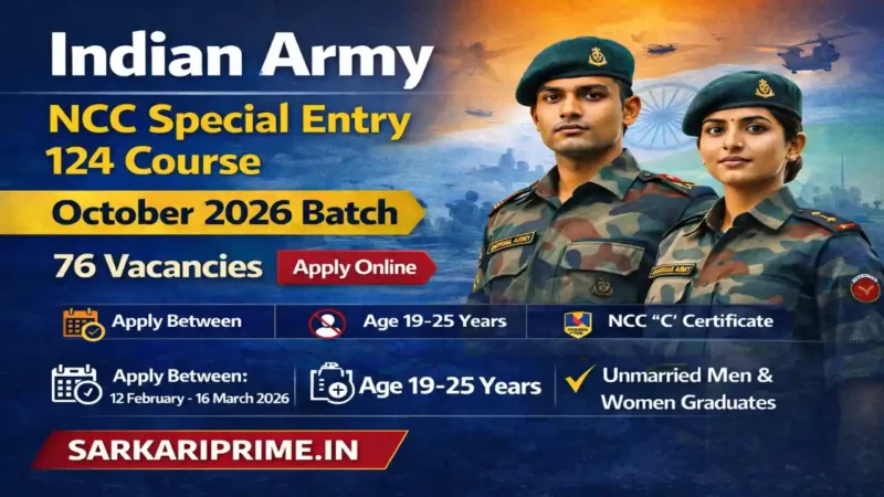 Indian Army NCC Special Entry 124 Course October 2026