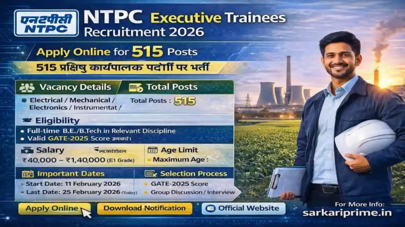 NTPC Executive Trainees Recruitment 2026