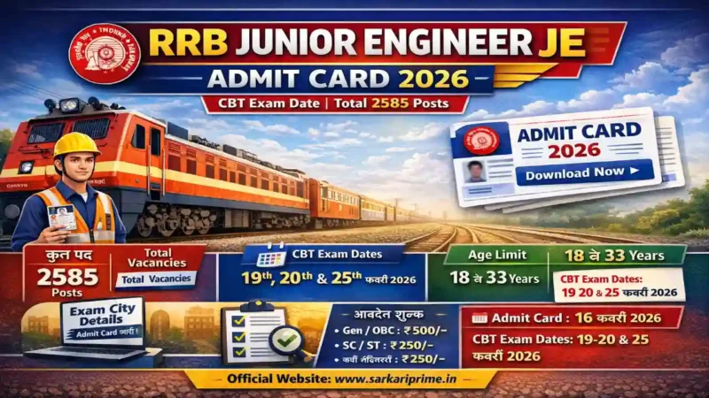 RRB JE Recruitment Admit Card 2026