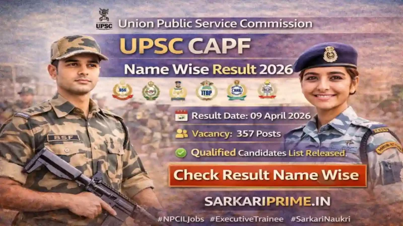 UPSC CAPF AC 2025 Result 2026